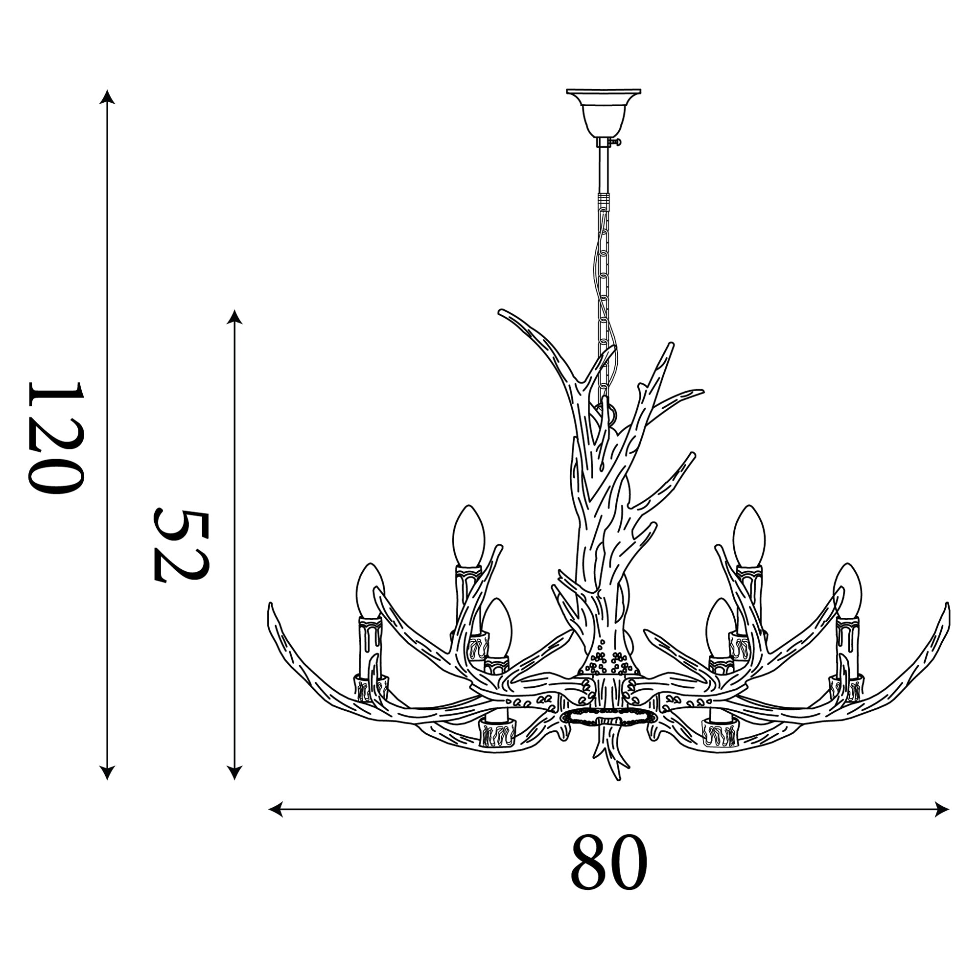 6416-6BR Stag 6 Light Antler Ceiling Fitting