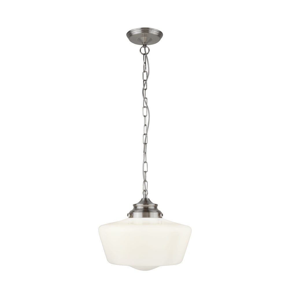 8071-1SS School House White Pendant With Opal Glass (S)