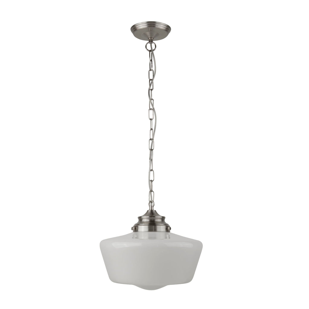 8071-1SS School House White Pendant With Opal Glass (S)