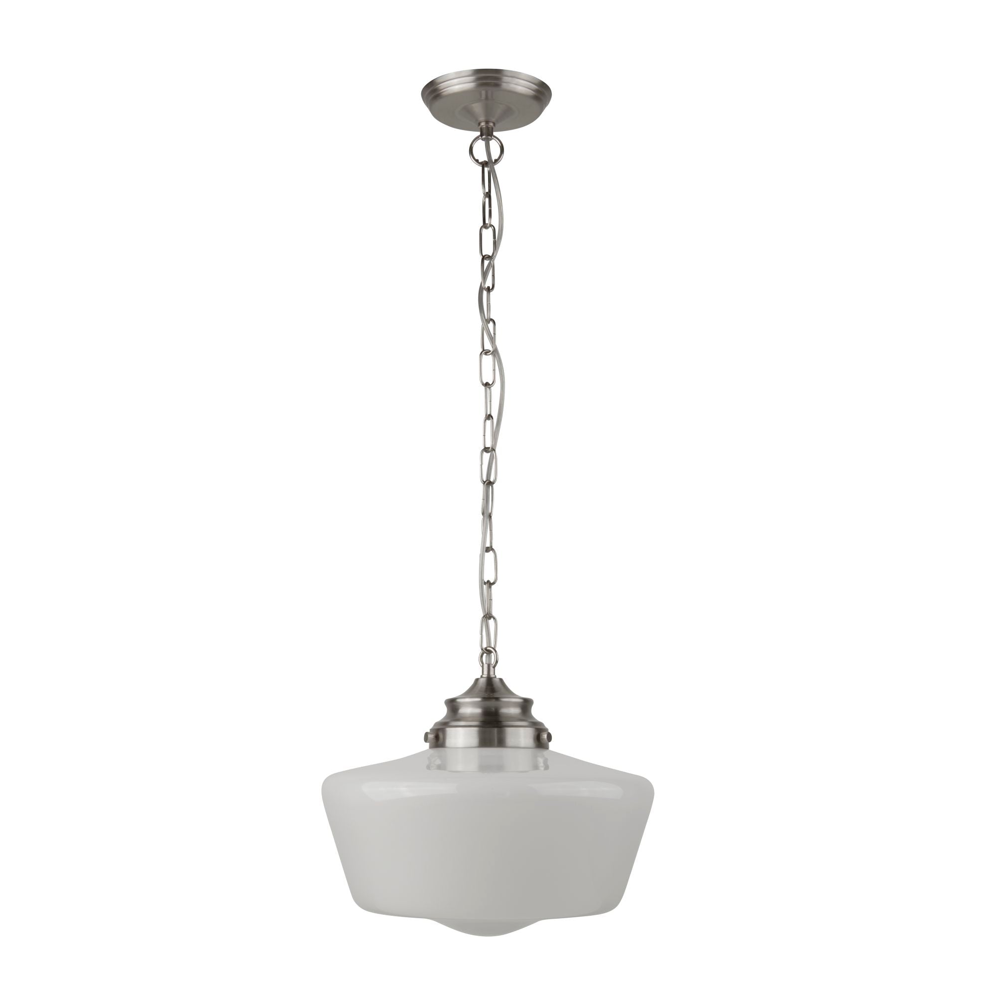 8071-1SS School House White Pendant With Opal Glass