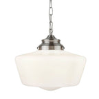 8071-1SS School House White Pendant With Opal Glass (S)