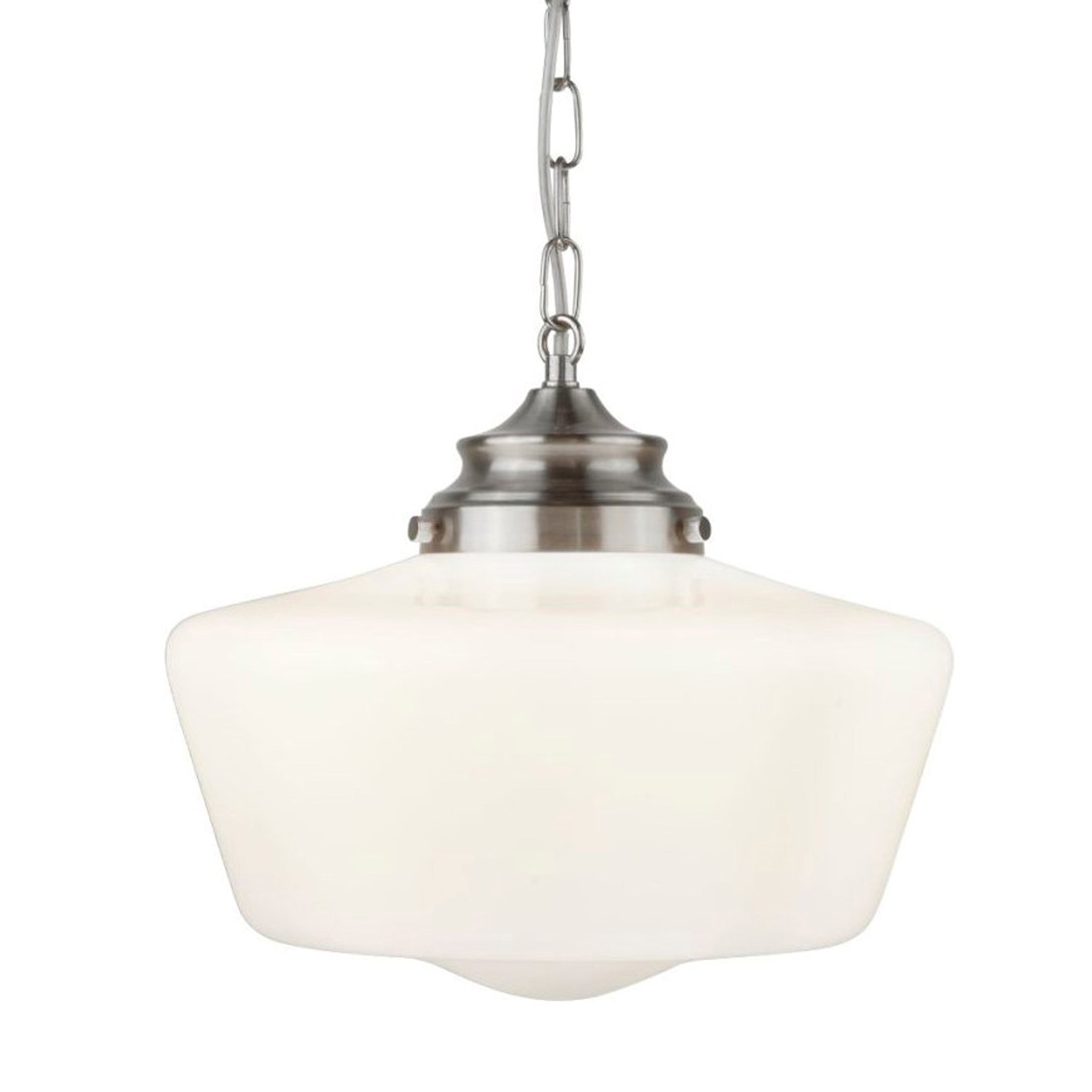 8071-1SS School House White Pendant With Opal Glass