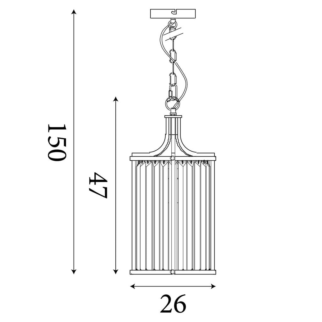 8092-2CC Victoria 2 Light Pendant Chrome With Crystal Glass