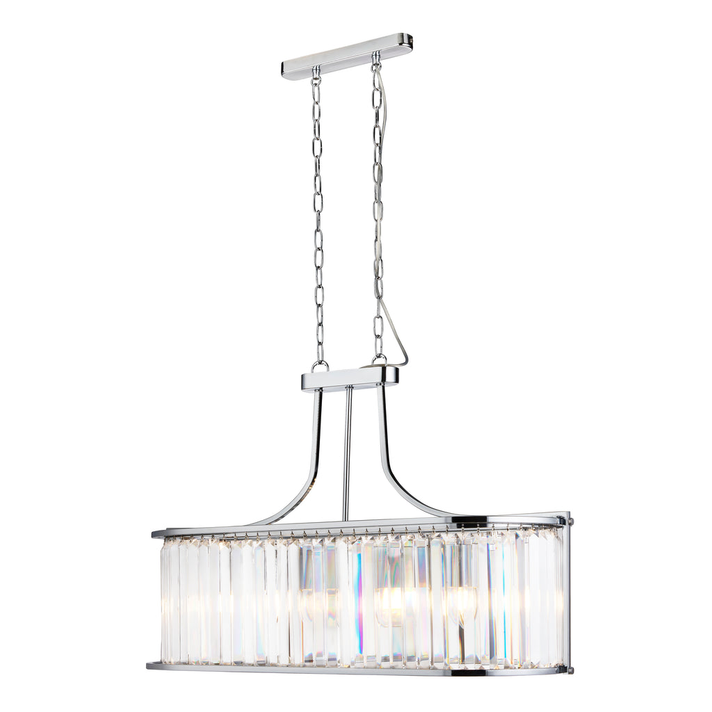 8095-5CC Victoria 5 Light Oval Pendant Chrome With Crystal Glass