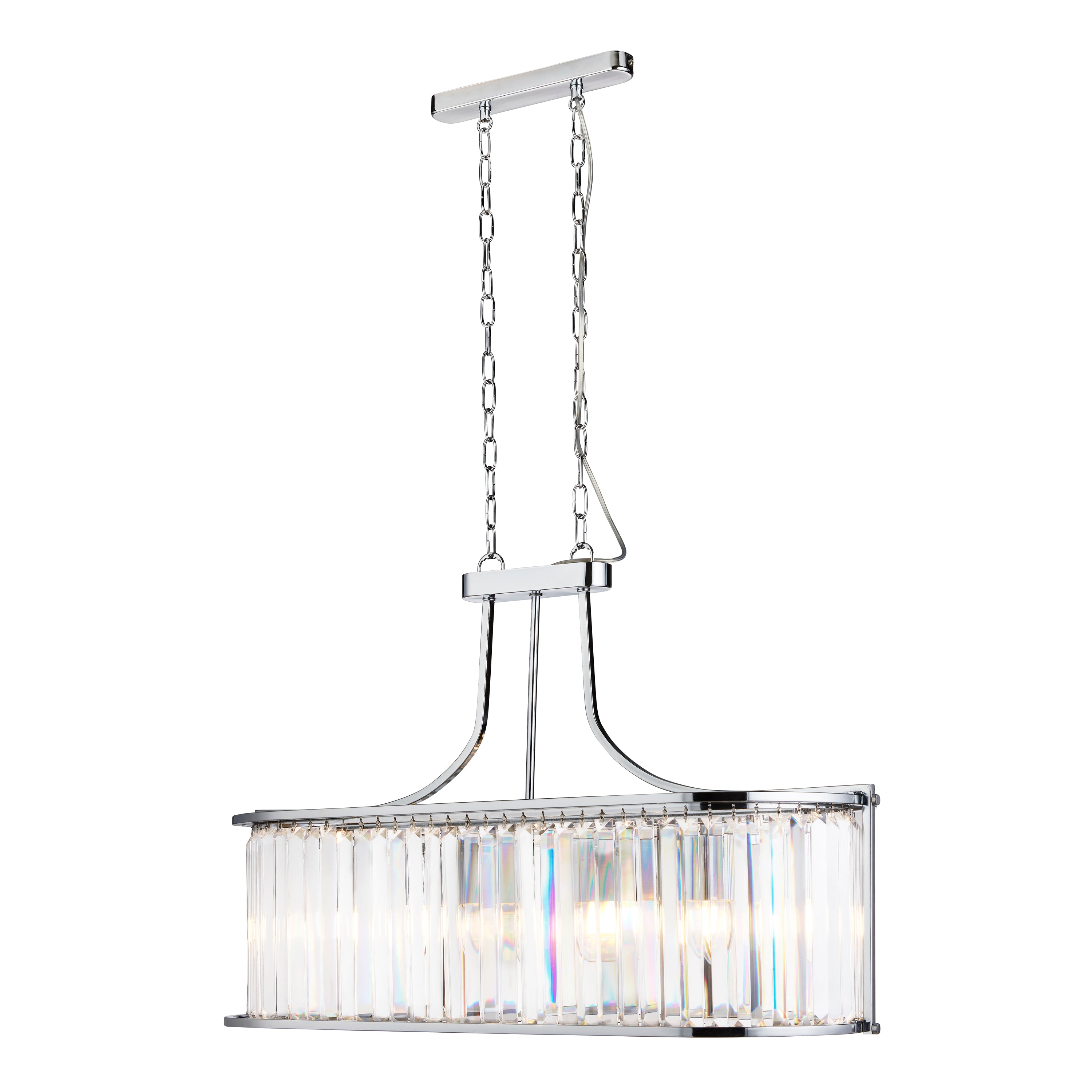 8095-5CC Victoria 5 Light Oval Pendant Chrome With Crystal Glass