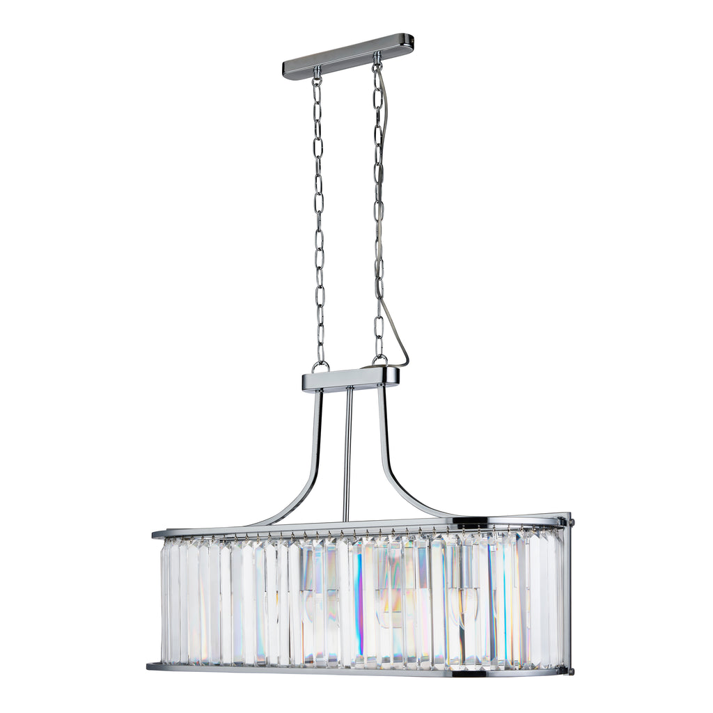 8095-5CC Victoria 5 Light Oval Pendant Chrome With Crystal Glass