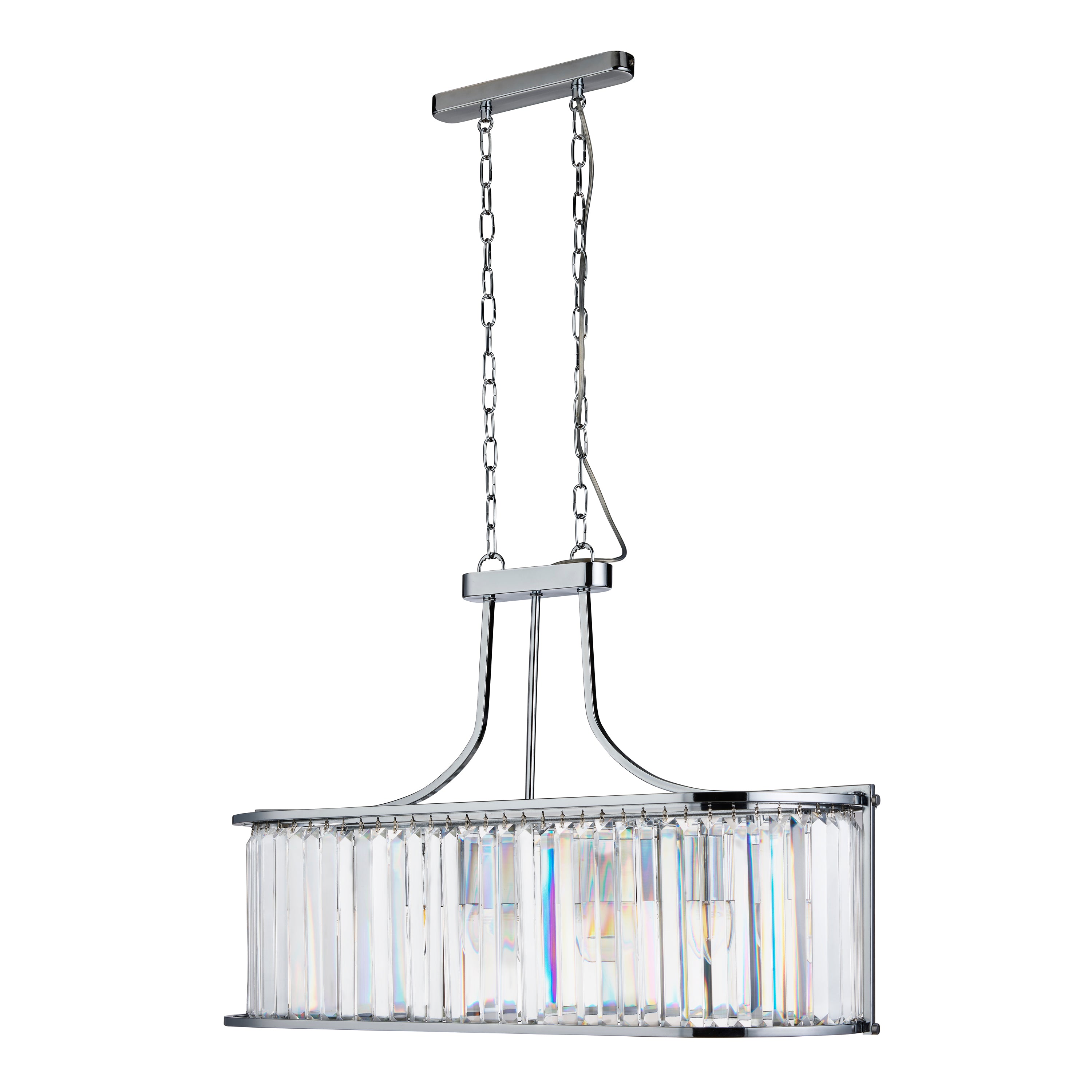 8095-5CC Victoria 5 Light Oval Pendant Chrome With Crystal Glass