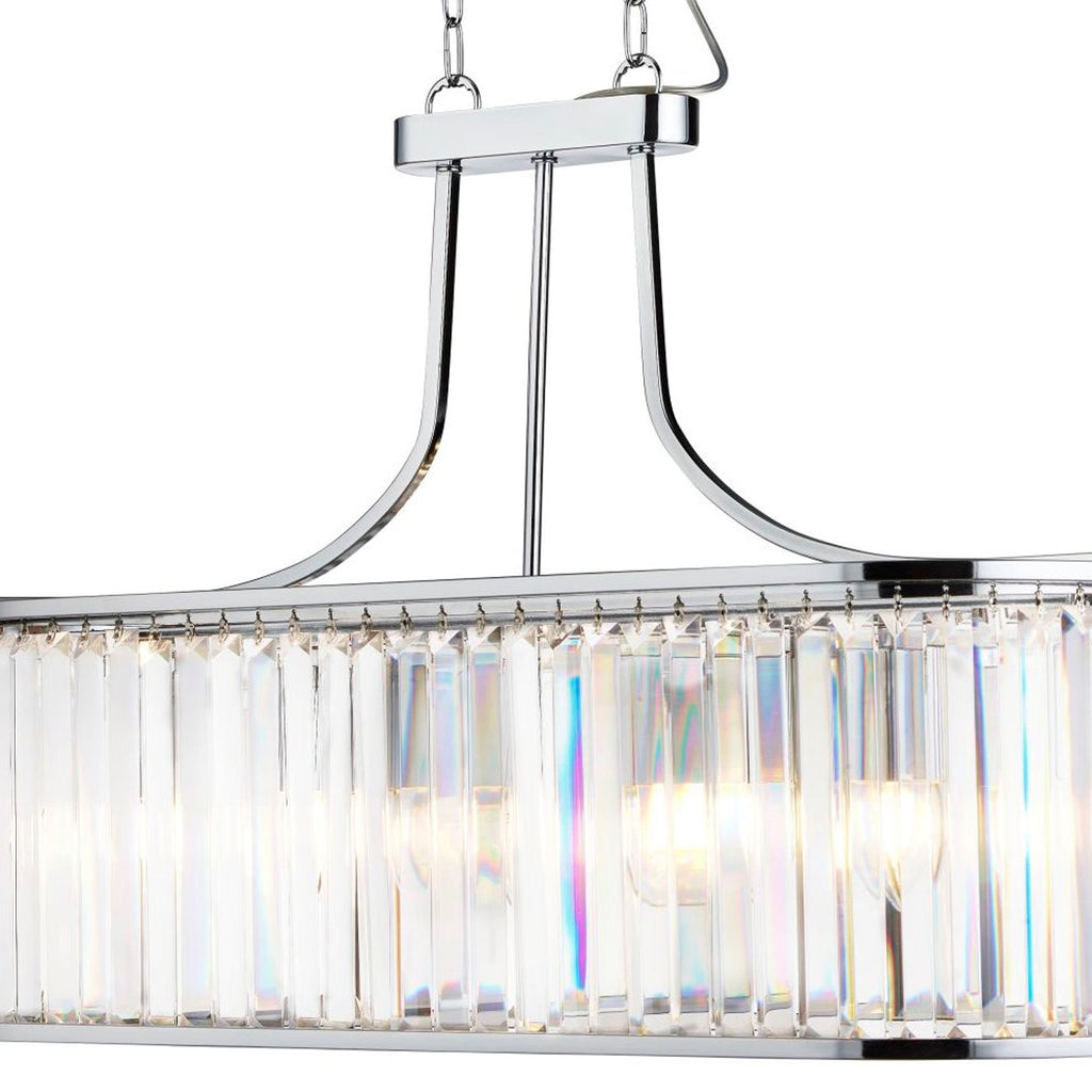 8095-5CC Victoria 5 Light Oval Pendant Chrome With Crystal Glass