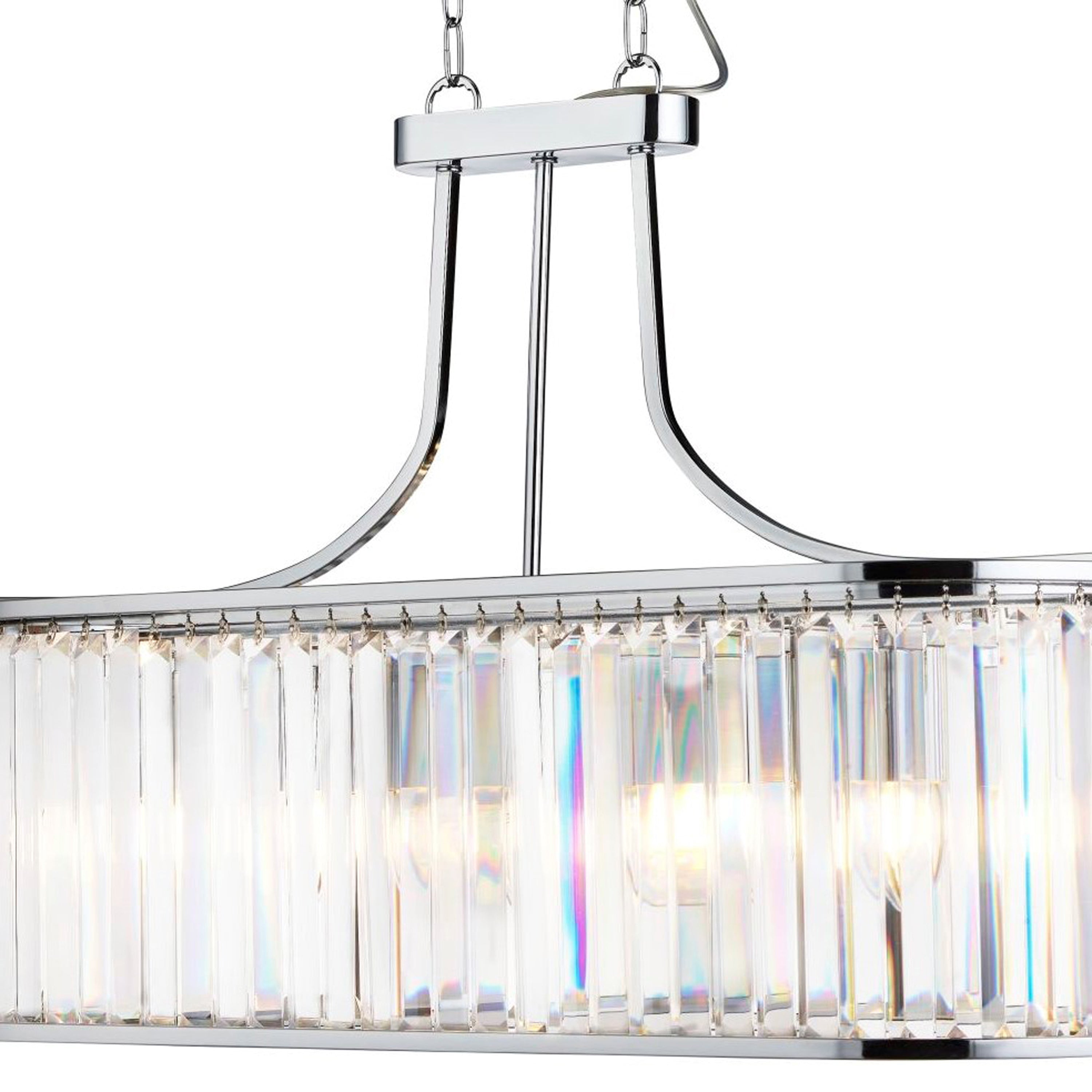 8095-5CC Victoria 5 Light Oval Pendant Chrome With Crystal Glass