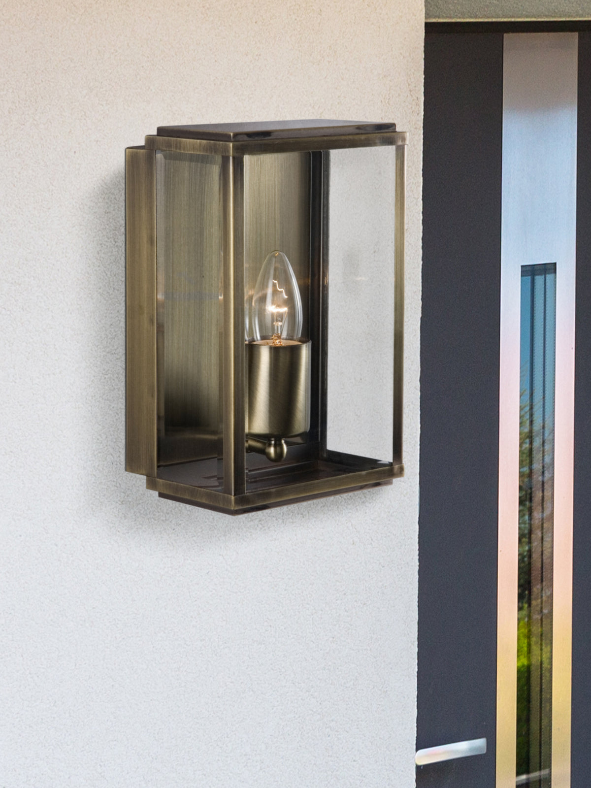 8204AB Box Outdoor Wall & Porch Light - 1 Light Antique Brass Rectangle Box