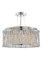 8333-3CC Elise 3 Light Ceiling Flush/pendant Chrome Clear Crystal Button Drops Aluminium Tubes Trim