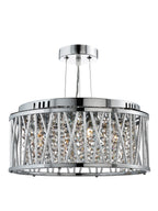 8333-3CC Elise 3 Light Ceiling Flush/pendant Chrome Clear Crystal Button Drops Aluminium Tubes Trim