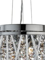 8333-3CC Elise 3 Light Ceiling Flush/pendant Chrome Clear Crystal Button Drops Aluminium Tubes Trim