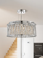8333-3CC Elise 3 Light Ceiling Flush/pendant Chrome Clear Crystal Button Drops Aluminium Tubes Trim