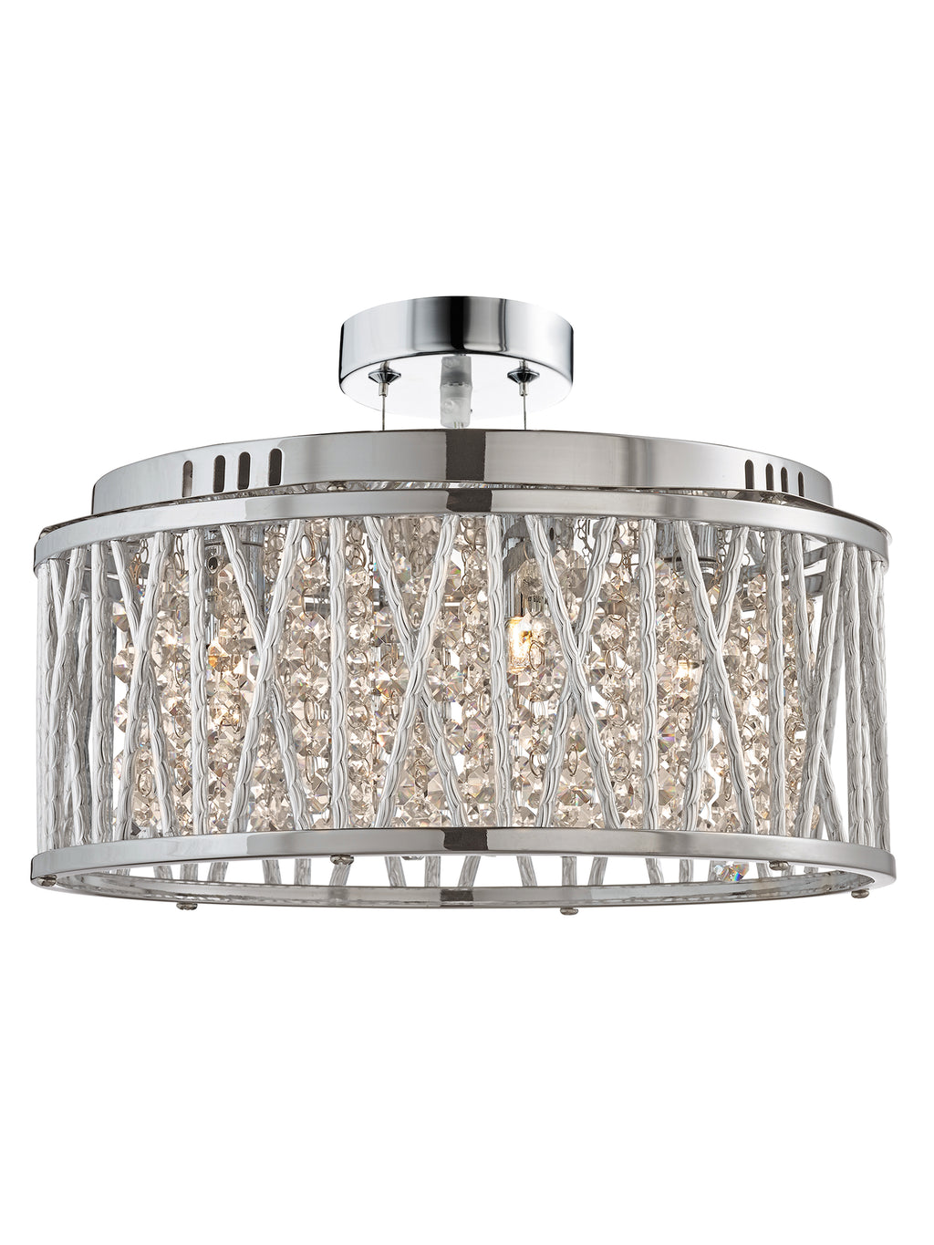 8335-5CC Elise 5 Light Ceiling Flush/pendant Chrome Clear Crystal Button Drops Aluminium Tubes Trim