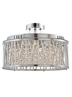 8335-5CC Elise 5 Light Ceiling Flush/pendant Chrome Clear Crystal Button Drops Aluminium Tubes Trim