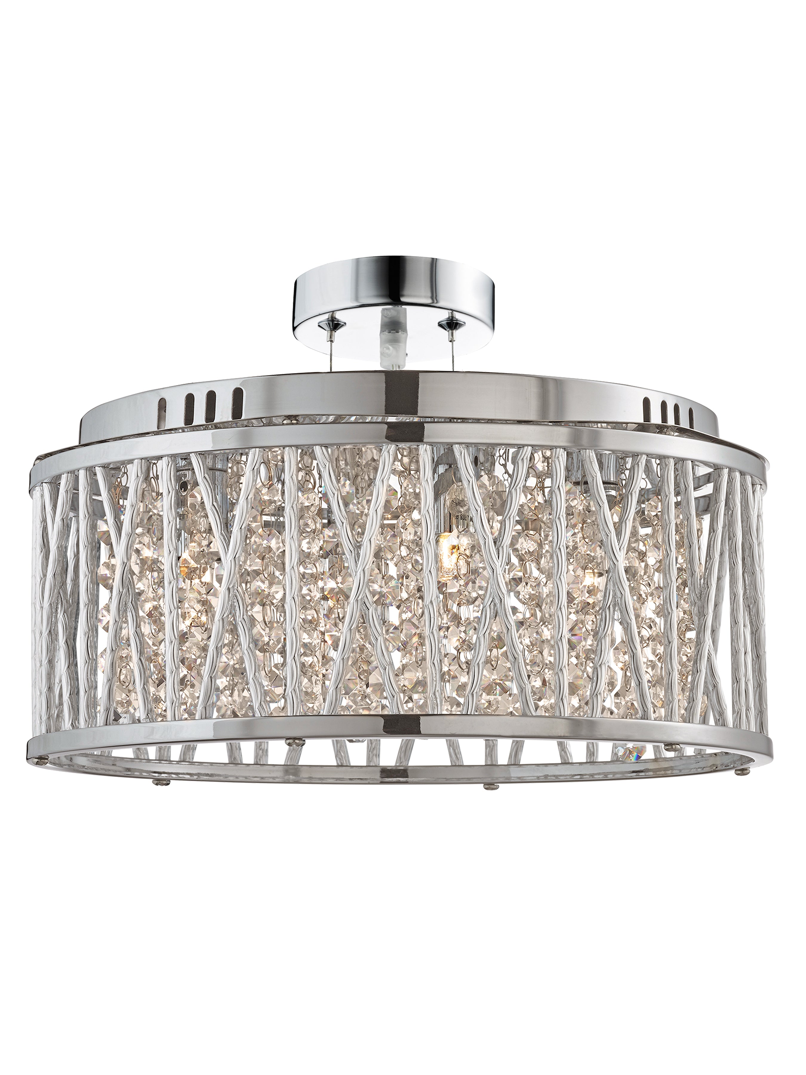 8335-5CC Elise 5 Light Ceiling Flush/pendant Chrome Clear Crystal Button Drops Aluminium Tubes Trim
