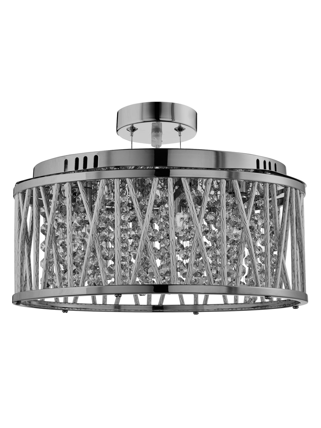 8335-5CC Elise 5 Light Ceiling Flush/pendant Chrome Clear Crystal Button Drops Aluminium Tubes Trim