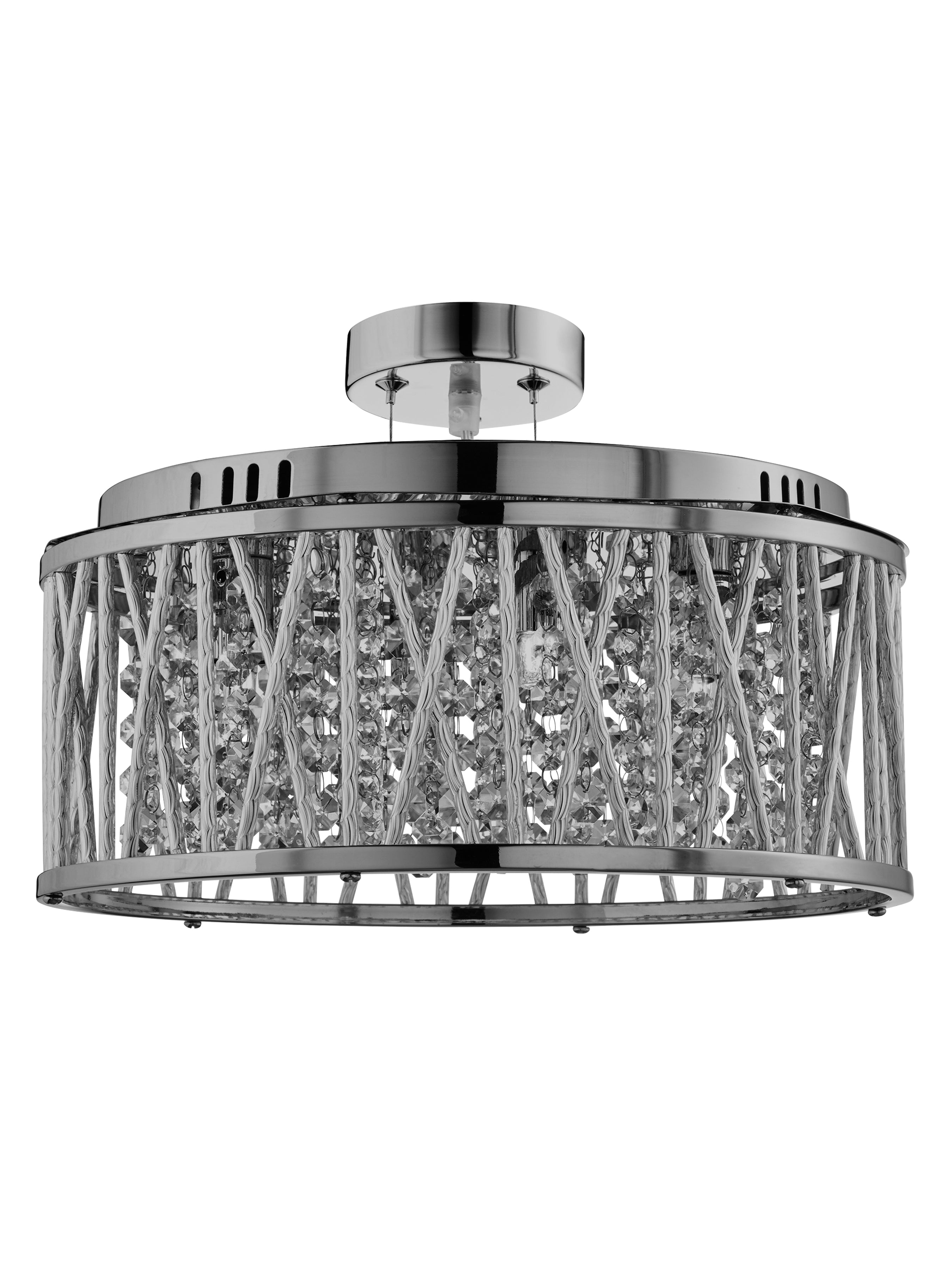 8335-5CC Elise 5 Light Ceiling Flush/pendant Chrome Clear Crystal Button Drops Aluminium Tubes Trim
