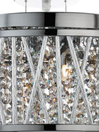 8335-5CC Elise 5 Light Ceiling Flush/pendant Chrome Clear Crystal Button Drops Aluminium Tubes Trim