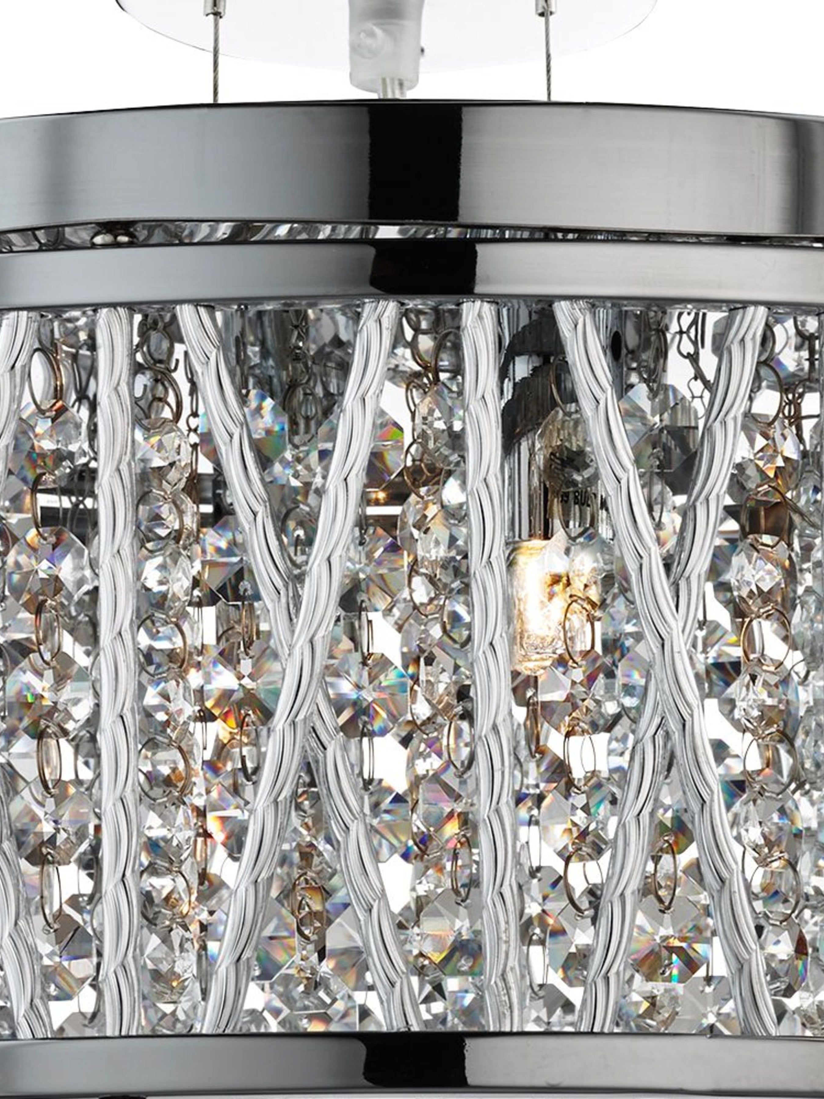 8335-5CC Elise 5 Light Ceiling Flush/pendant Chrome Clear Crystal Button Drops Aluminium Tubes Trim
