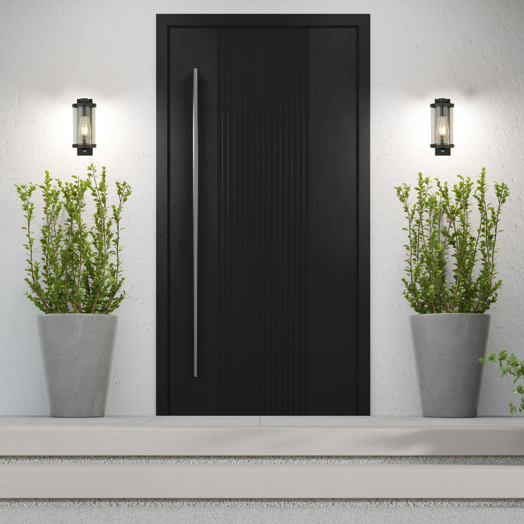 8631BK 1 Light Outdoor Wall/porch Light With PIR Black With Clear Glass (S)