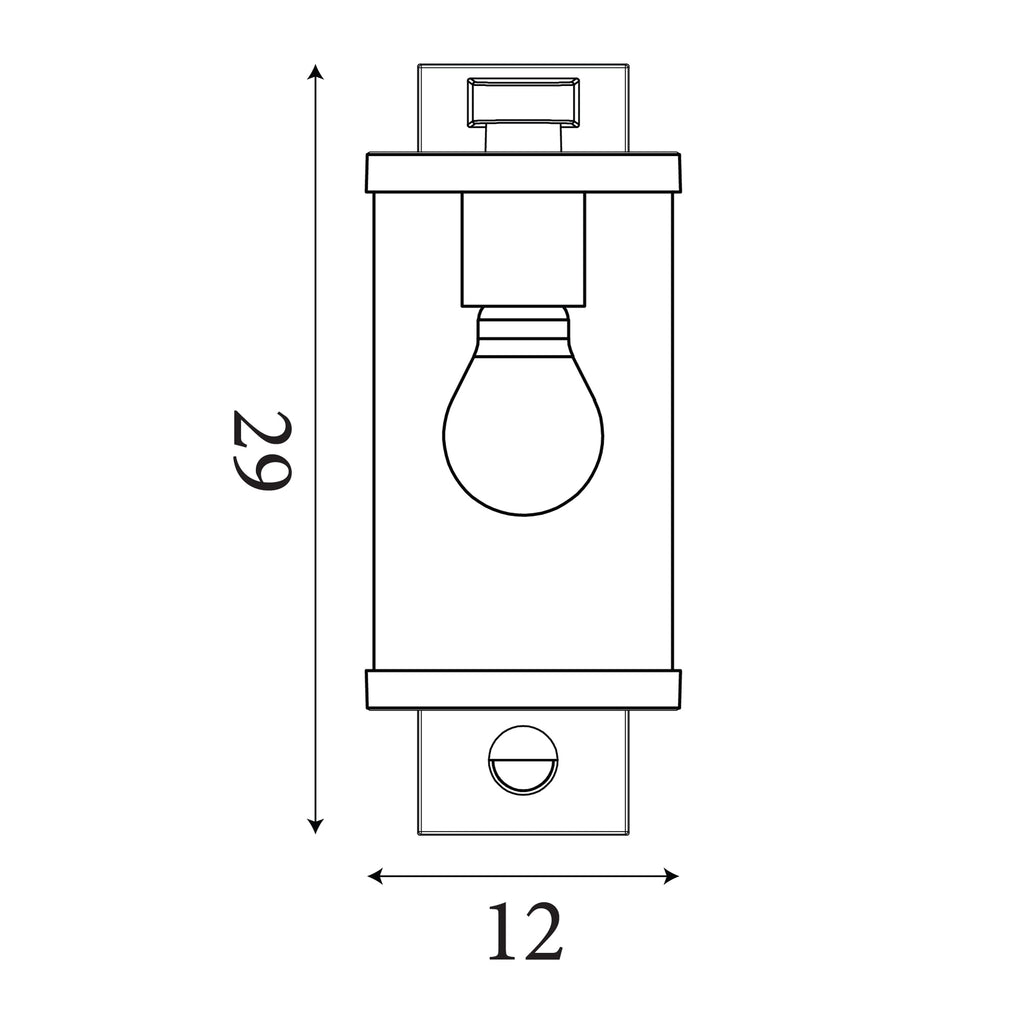 8631BK 1 Light Outdoor Wall/porch Light With PIR Black With Clear Glass (S)