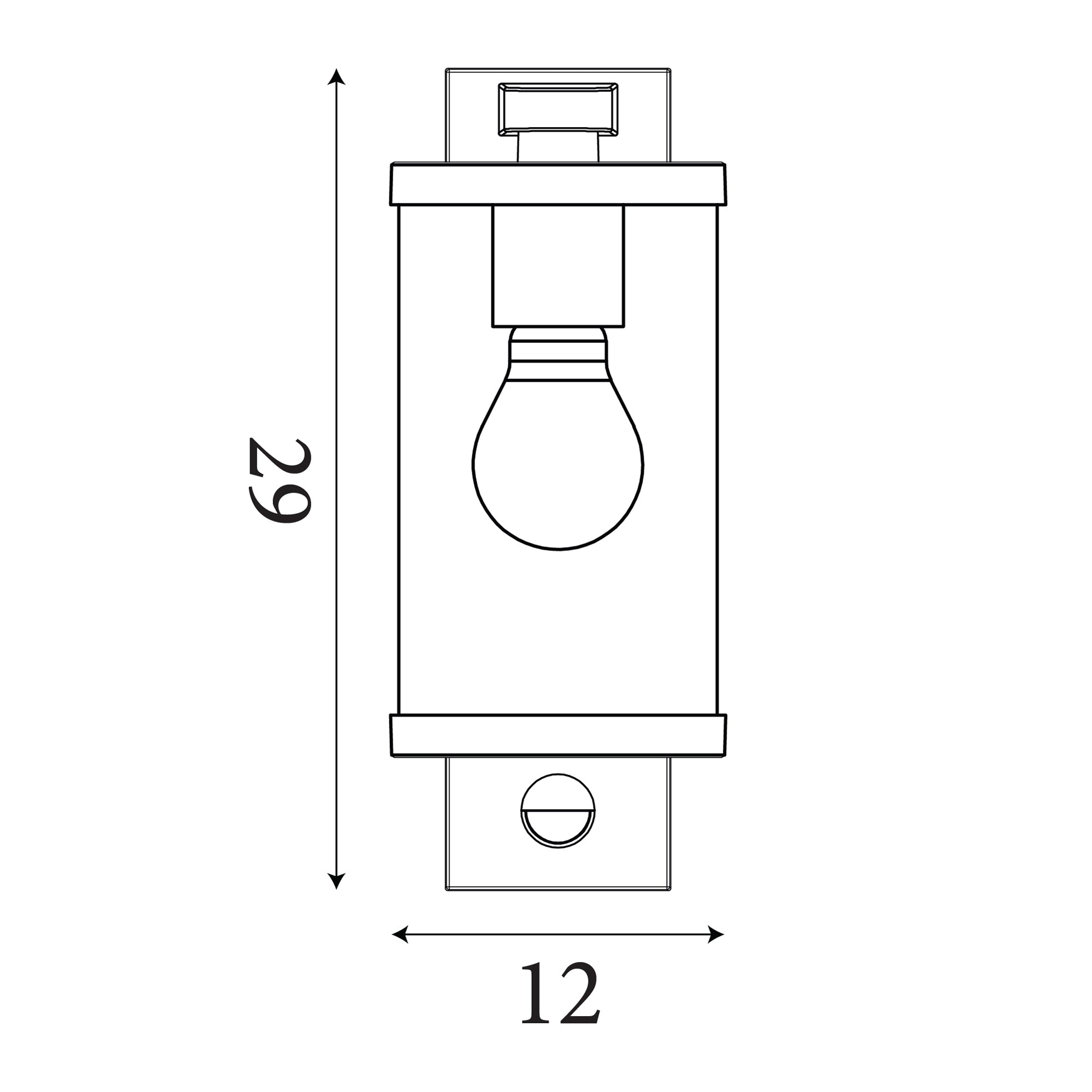 8631BK 1 Light Outdoor Wall/porch Light With PIR Black With Clear Glass
