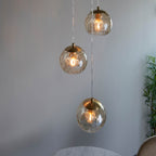 91971 Dimple 3 Light Pendant Brass Champagne