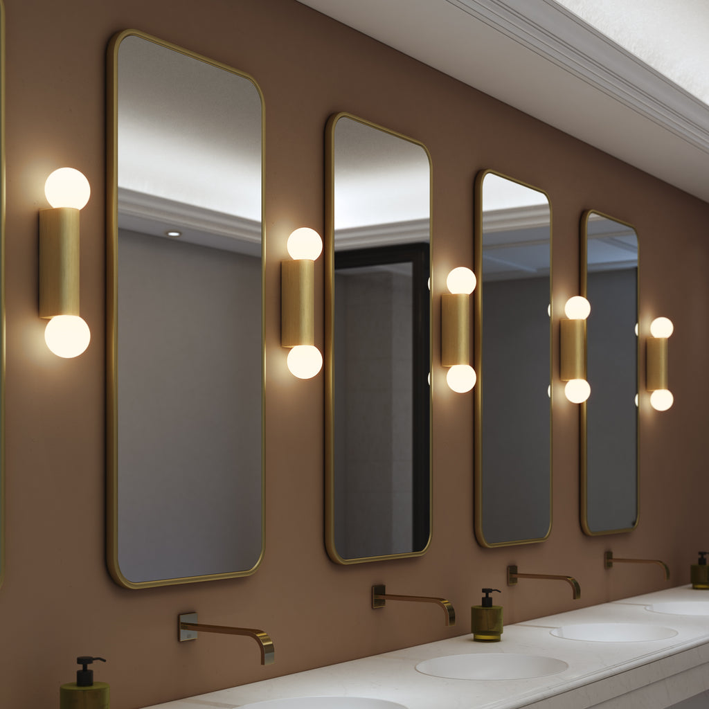 1459013 Ortona Bathroom Twin Wall Light Matt Brushed Brass