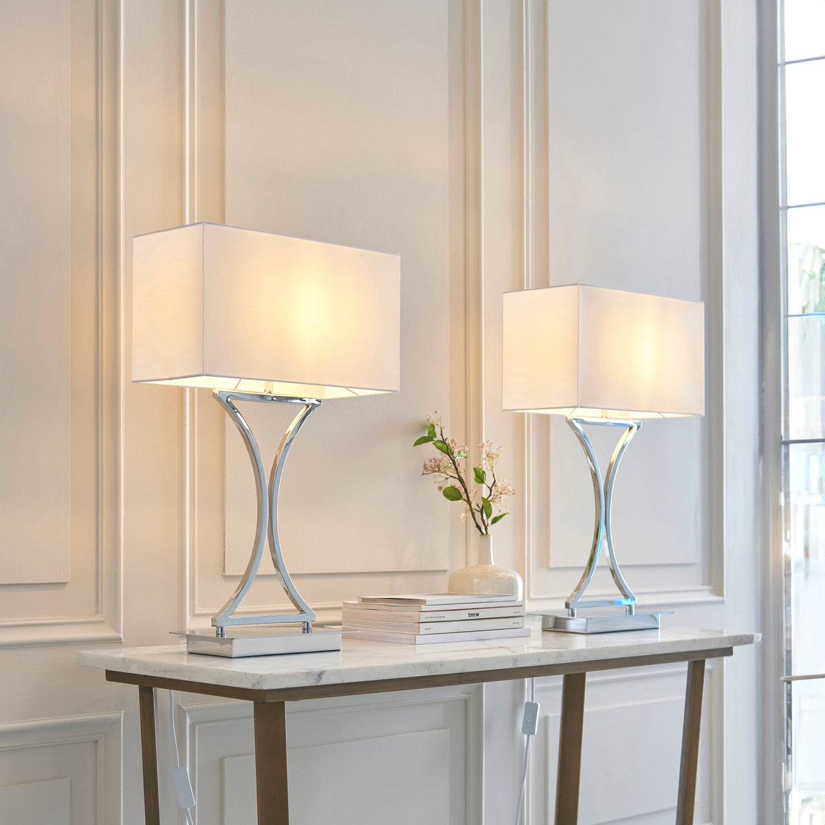 99961 Epalle - Twin Pack Table Lamp Chrome White