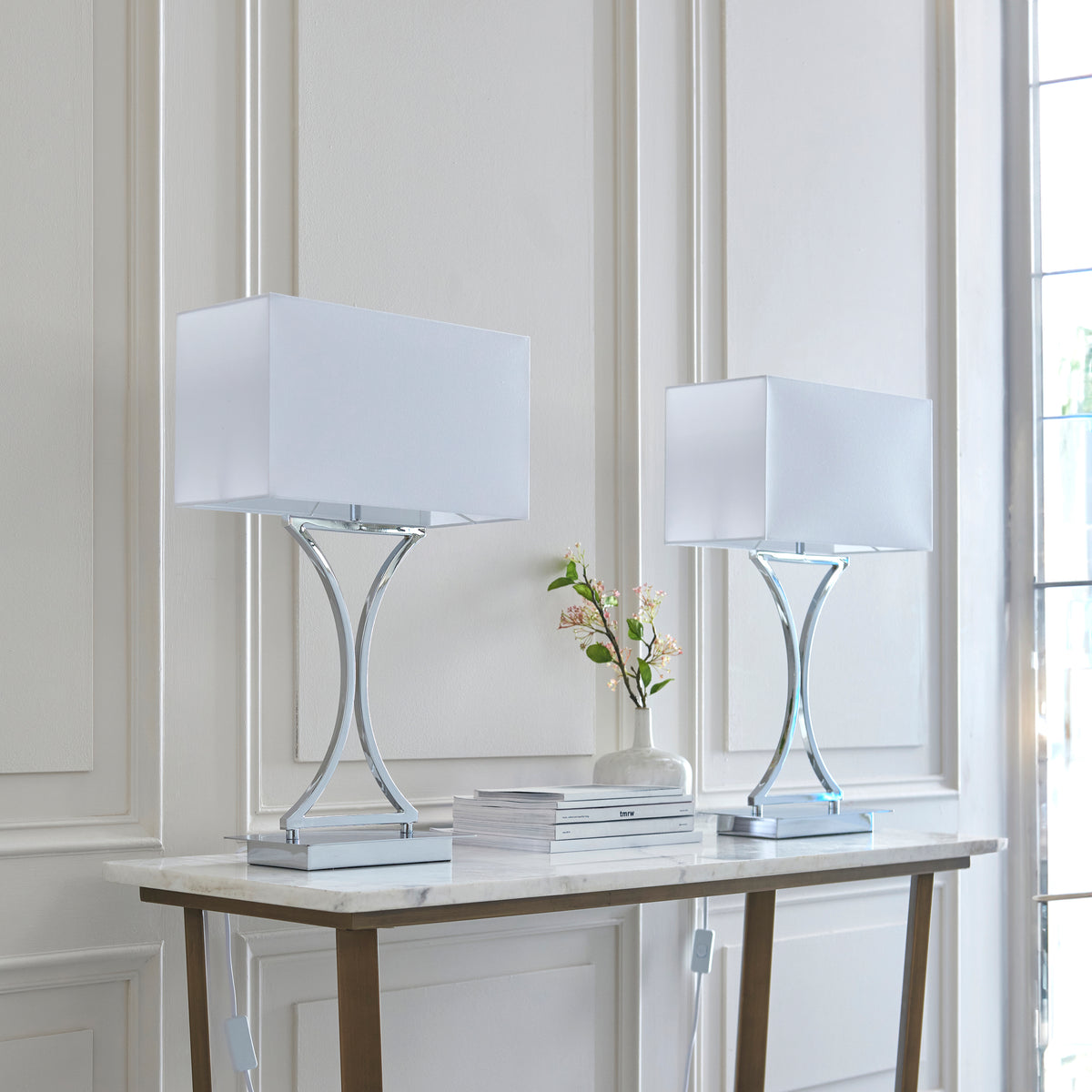 99961 Epalle - Twin Pack Table Lamp Chrome White