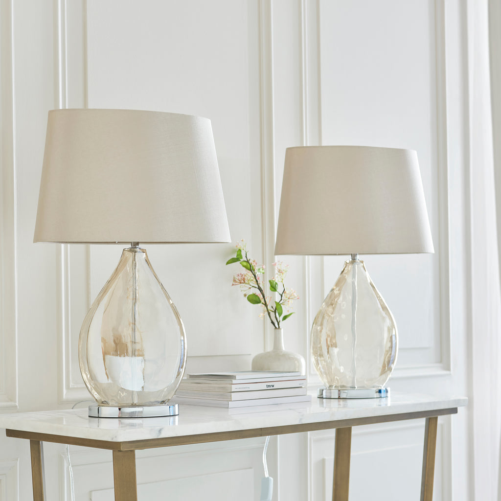 99964 Kew - Twin Pack Table Lamp Gold Grey