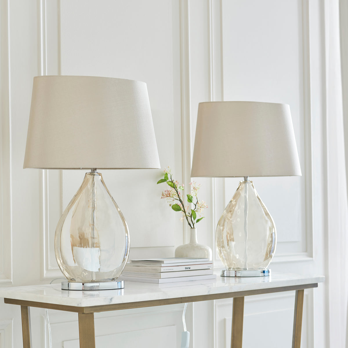 99964 Kew - Twin Pack Table Lamp Gold Grey