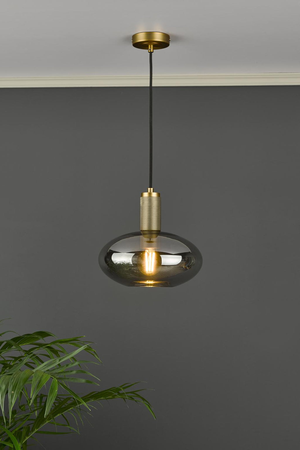 AID6510A Aiden Easy Fit Pendant Smoked Glass