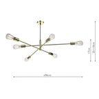 ALA0635 Alana 6 Light Armed Pendant Polished Gold