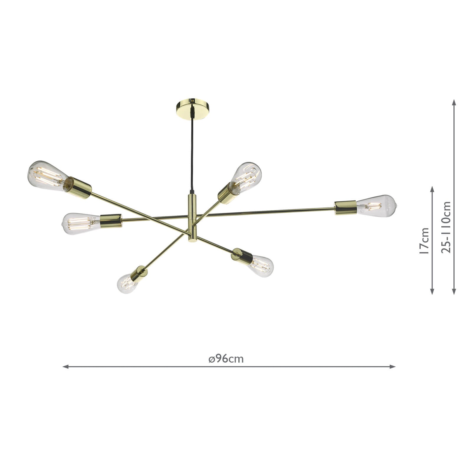 ALA0635 Alana 6 Light Armed Pendant Polished Gold