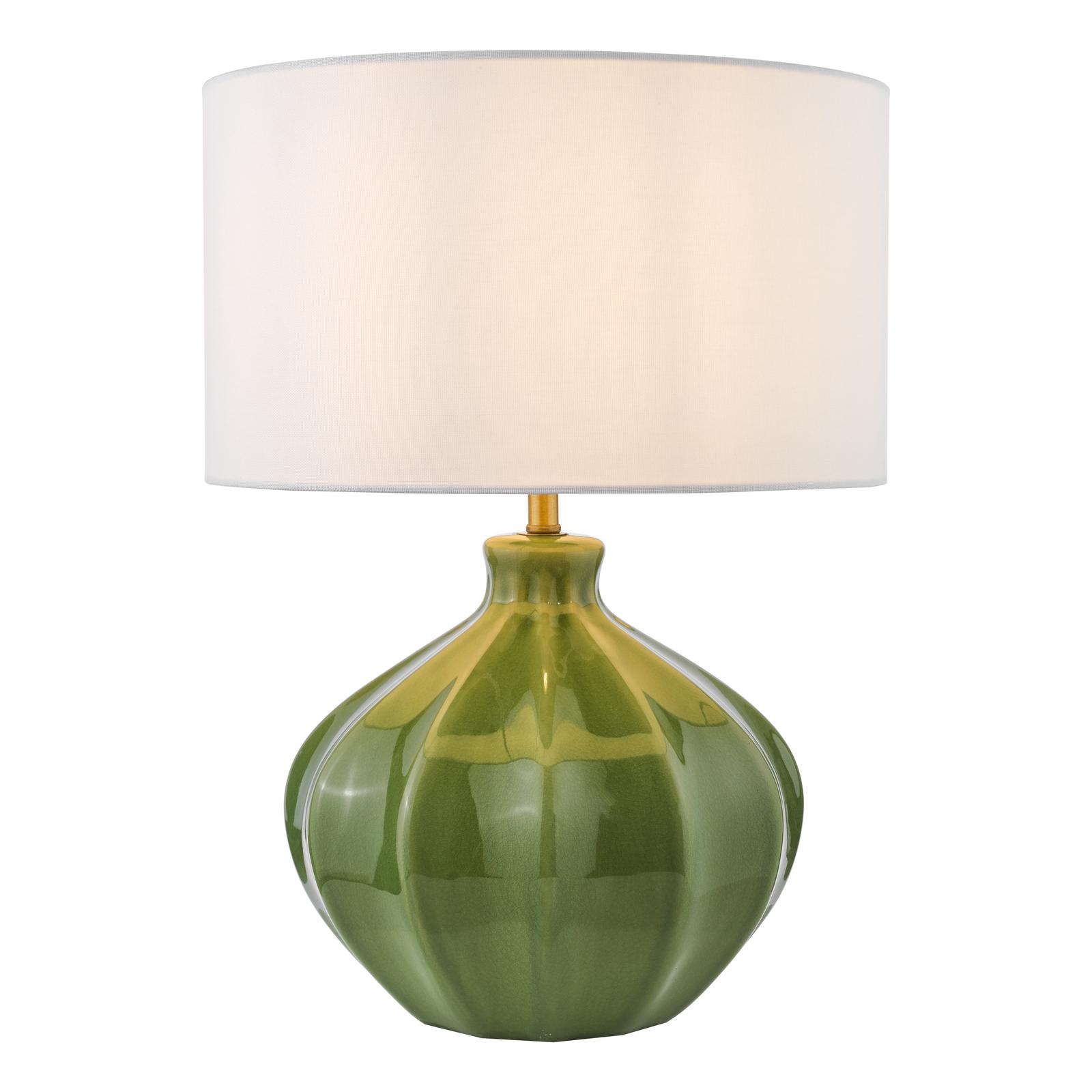 AMR4224-PYR142 Amrita Table Lamp Green Ceramic and Antique Brass With Shade