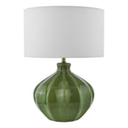 AMR4224-PYR142 Amrita Table Lamp Green Ceramic and Antique Brass With Shade