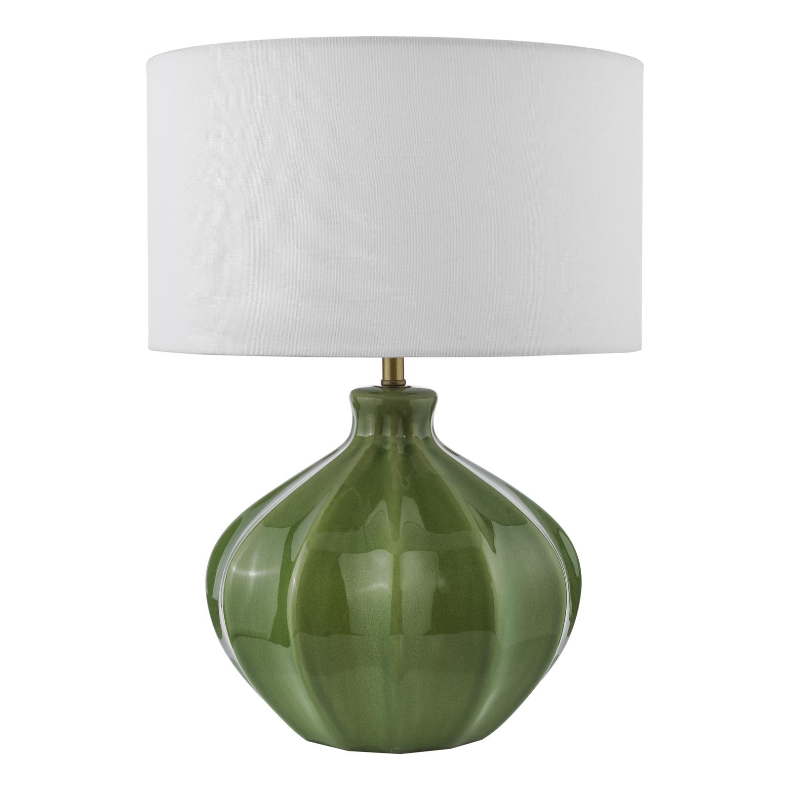 AMR4224-PYR142 Amrita Table Lamp Green Ceramic and Antique Brass With Shade