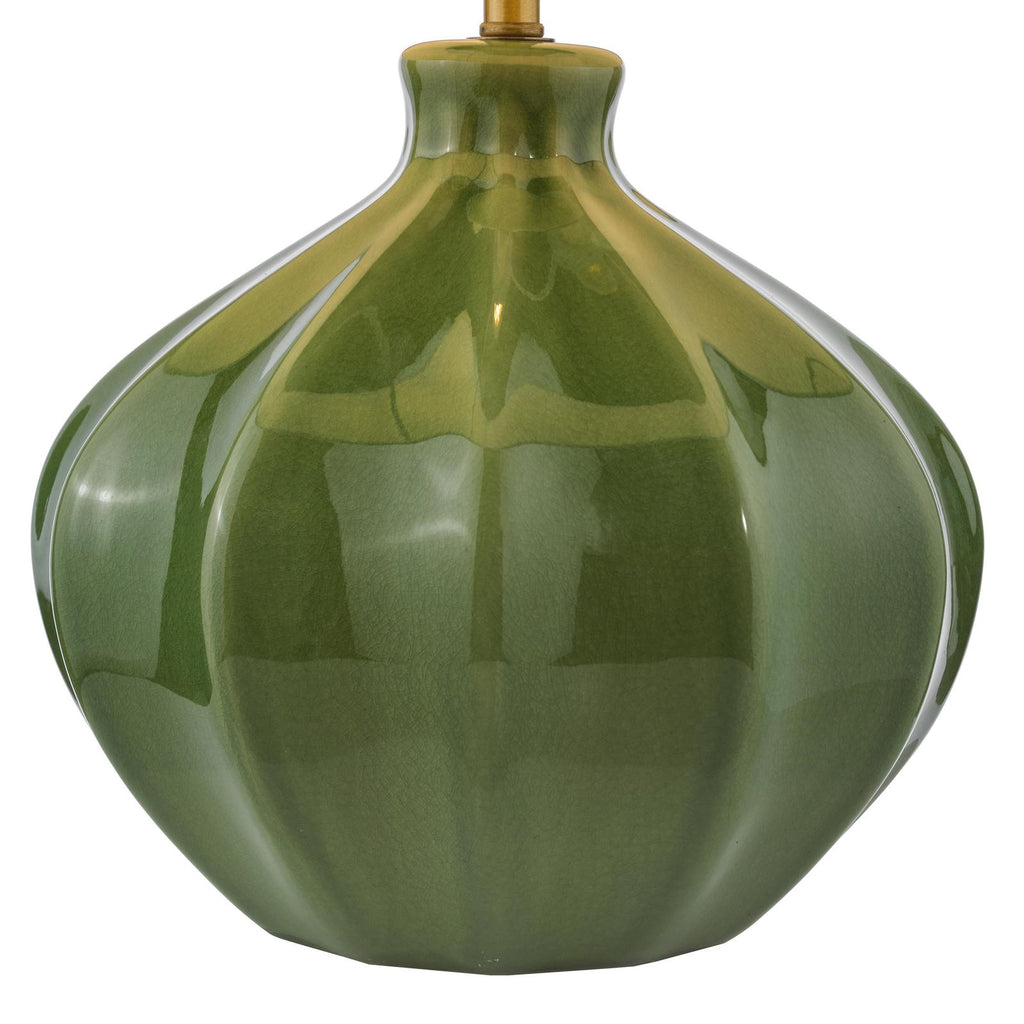 AMR4224-PYR142 Amrita Table Lamp Green Ceramic and Antique Brass With Shade