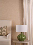 AMR4224-PYR142 Amrita Table Lamp Green Ceramic and Antique Brass With Shade