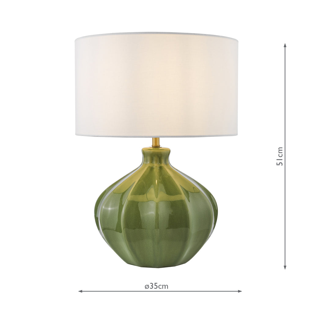AMR4224-PYR142 Amrita Table Lamp Green Ceramic and Antique Brass With Shade