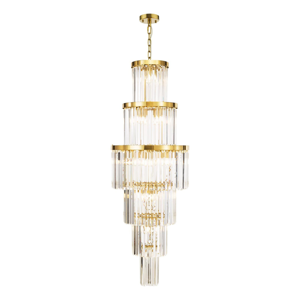 ANG3335 Angel 28 Light Chandelier Crystal and Antique Gold
