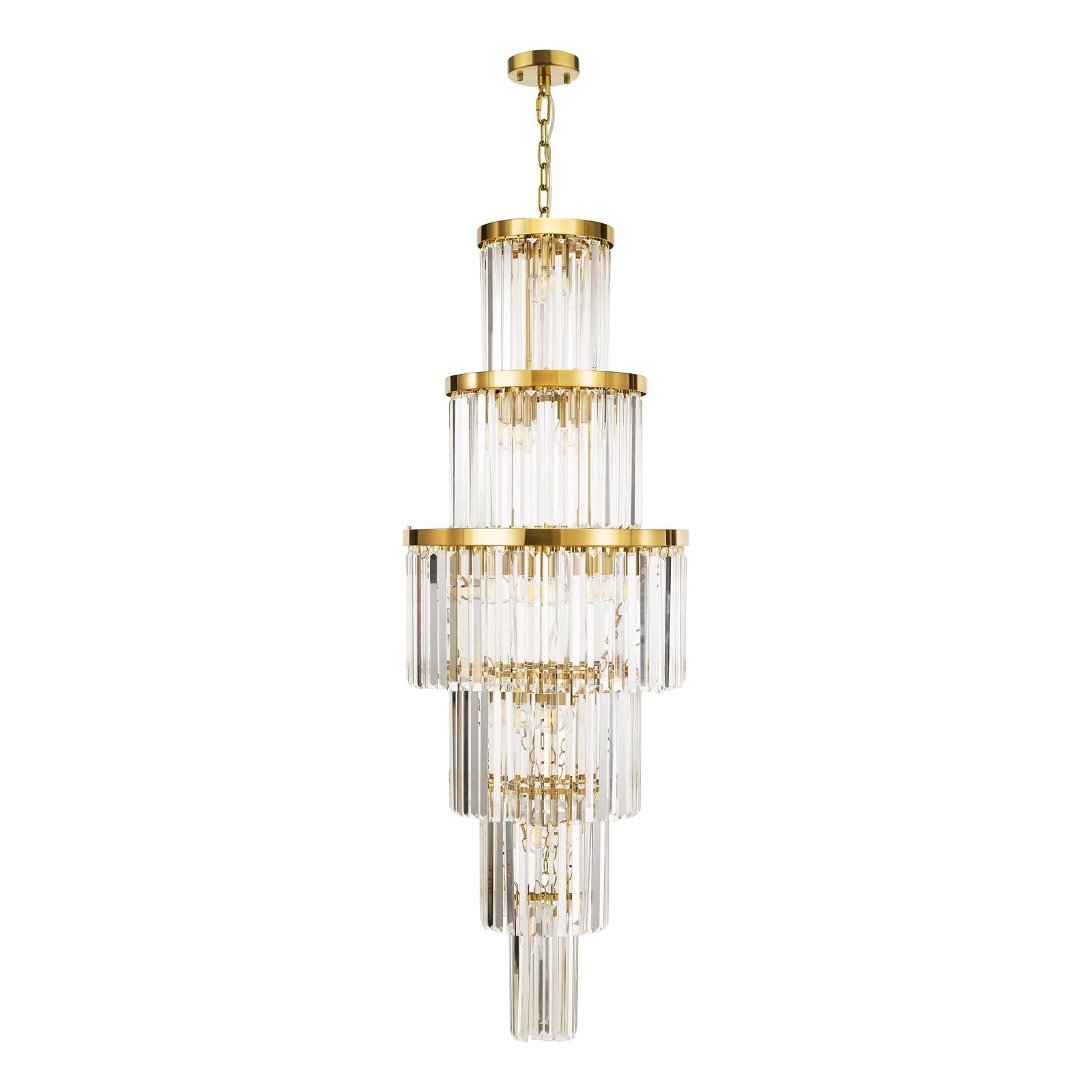 ANG3335 Angel 28 Light Chandelier Crystal and Antique Gold