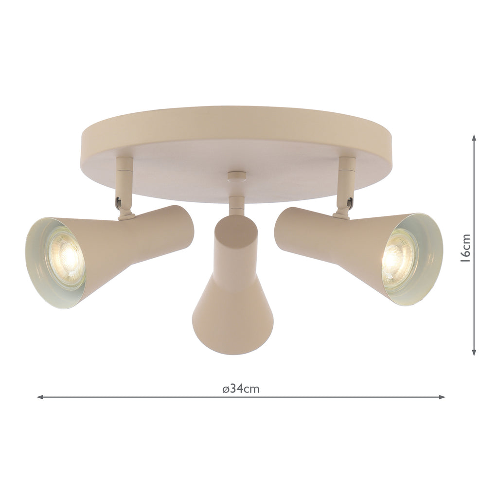 ARN7629 Arnel 3 Light Plate Spotlight Satin Taupe