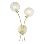 AVA0941 Avari 2 Light Wall Light Satin Brass and White Frosted Glass