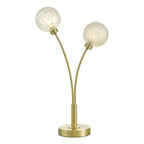AVA4241 Avari 2 Light Table Lamp Satin Brass and White Frosted Glass