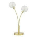 AVA4241 Avari 2 Light Table Lamp Satin Brass and White Frosted Glass