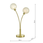 AVA4241 Avari 2 Light Table Lamp Satin Brass and White Frosted Glass